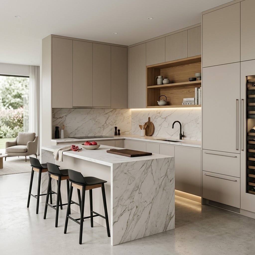 Кухня 2026: «тихий дизайн», скрытая техника и чистые фасады без ручек — как собрать тренд на заказ